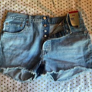 Levi's Light Blue Button-Fly Cutoff Denim Shorts